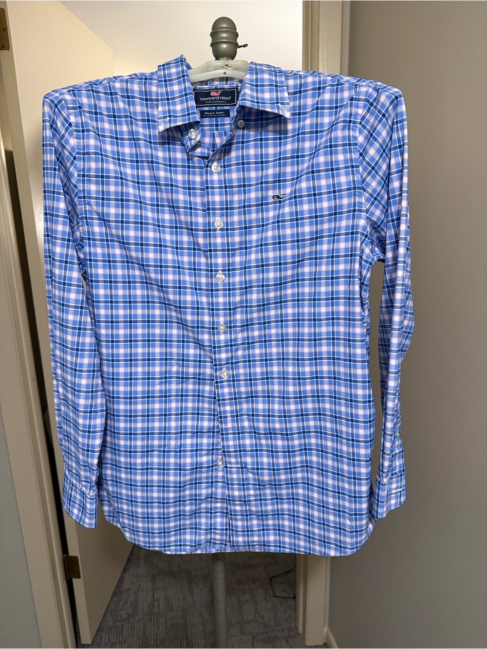Vineyard Vines Blue and White Plaid Button-Down Shirt